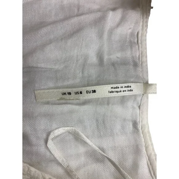 Anthropologie Boho Lace Ebba Midi Dress Size 6 3/4 Sleeve White Eyelet - Picture 6 of 8